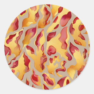 Karmozijn Gouden Abstracte Vloeibare Marmer Ronde Sticker