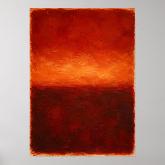 Karmozijn Oranje Horizon Abstract Met Zware Textuu Poster