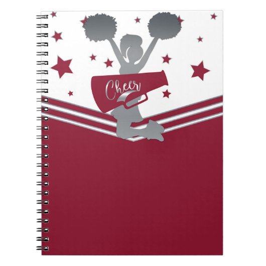 Karmozijn Zilveren Sterren Cheer Cheer-leading Notitieboek (Voorkant)