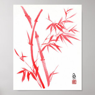 Karmozijnrode Bamboogeest  Poster