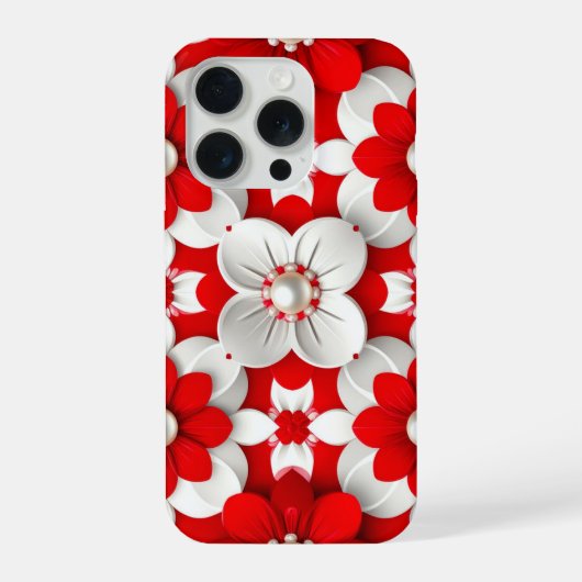 Karmozijnrode Bloei Parel Luxe✨Levendig Rood Witte iPhone Hoesje (Achterkant)