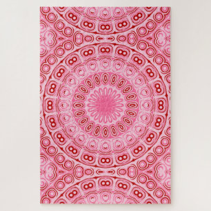 Karmozijnrode en Roze Mandala Patroon Legpuzzel