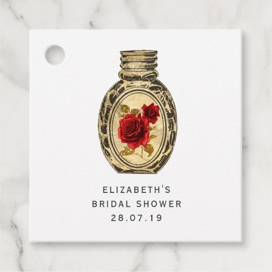 Karmozijnrode Heks Bedankjes Labels (Voorkant)