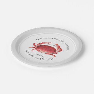 karmozijnrode krab   Crab Boil Event Grey Papieren Bordje