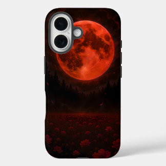 Karmozijnrode Maan boven het Stille Veld iPhone 16 Hoesje