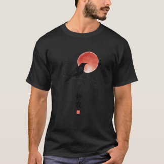 Karmozijnrode Maan Raaf | Donkere Gotische Japanse T-shirt