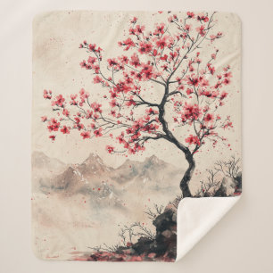 Karmozijnrode Sakura Berg Sereniteit (1) Sherpa Deken