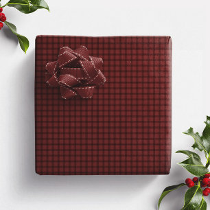 Karmozijnrood geruit eenvoudige kerstvakantie cadeaupapier