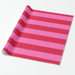 Karmozijnrood, Hot Pink #2 XL Preppy Streep 1X Cadeaupapier