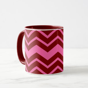 Karmozijnrood Roze Chevron Zigzag Ontwerp Mok