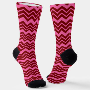 Karmozijnrood Roze Chevron Zigzag Ontwerp Sokken