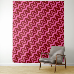 Karmozijnrood Roze Chevron Zigzag Ontwerp Wandkleed