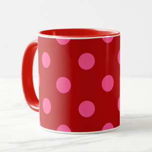 Karmozijnrood roze polka stippen ontwerp mok