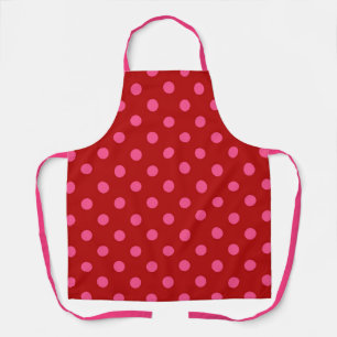 Karmozijnrood roze polkadot ontwerp  schort