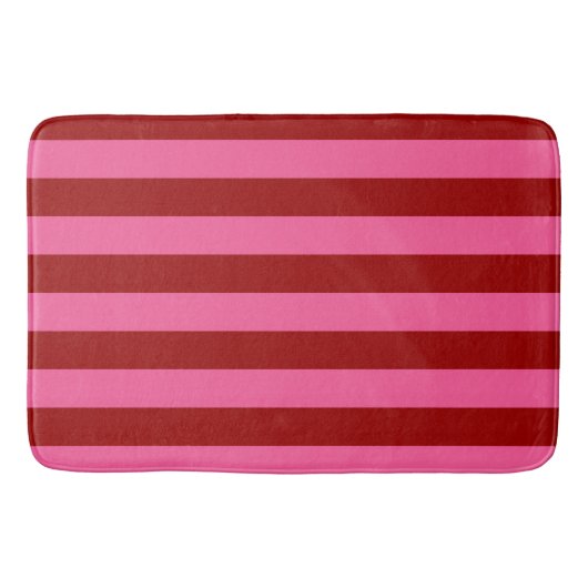 Karmozijnrood Roze Strepen Design Badmat (Voorkant)