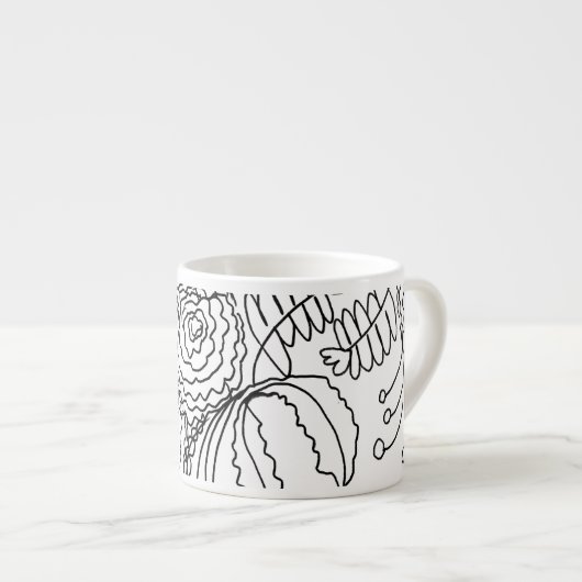 Karnaal Floral Hand Drawn Doodle Monogram Espresso Kop (Voorkant rechts)