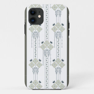 Karo bloemen en krullen patroon iPhone 11 hoesje