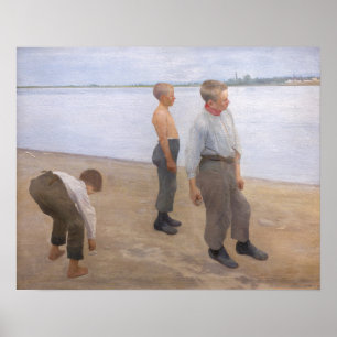 Károly Ferenczy - Jongens die kiezelstenen gooien Poster