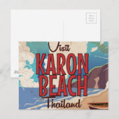 Karon Beach thailand vintage poster Briefkaart (Voorkant / Achterkant)
