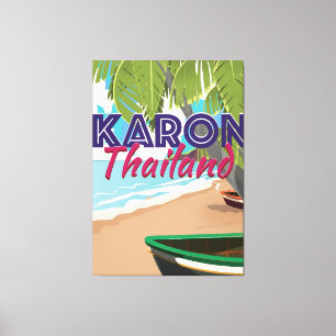Karon thailand cartoon reisposter. canvas afdruk