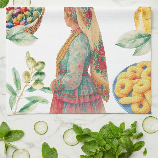 Karpathia keukendoek theedoek (Gevouwen)