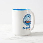 Karpathos, Griekenland Grieks scheepsontwerp Tweekleurige Koffiemok (Voorkant rechts)