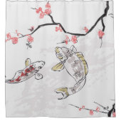 karper koi vis natuur landschap uitzicht schemerst douchegordijn (Voorkant)