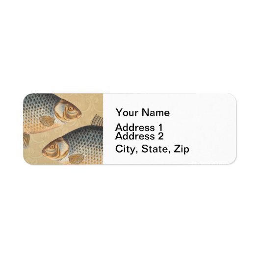Karpervisvisserij schilderij zoetwater etiket (Voorkant)
