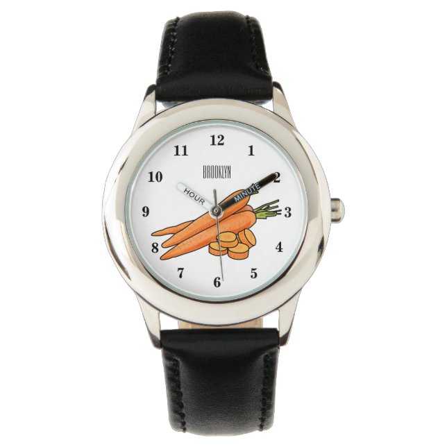 Karrot cartoon illustratie horloge (Voorkant)