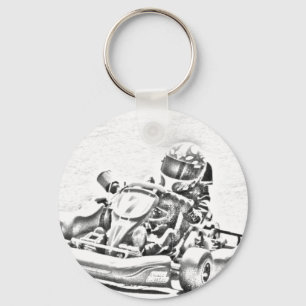 Kart Racing B/W Shading Sleutelhanger