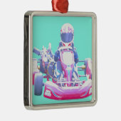 Kart Racing-Blue achtergrond Metalen Ornament (Rechts)