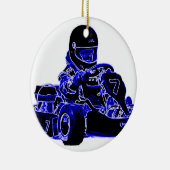 Kart Racing Blue en White Keramisch Ornament (Rechts)