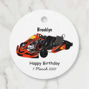 Kart racing cartoon afbeelding bedankjes labels
