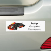 Kart racing cartoon afbeelding bumpersticker (Op auto)