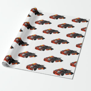Kart racing cartoon afbeelding cadeaupapier
