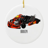 Kart racing cartoon afbeelding keramisch ornament (Achterkant)