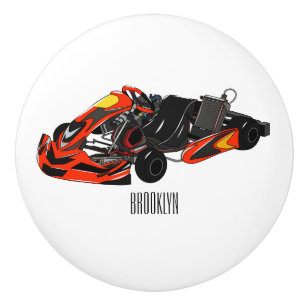 Kart racing cartoon afbeelding keramische knop