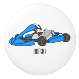 Kart racing cartoon afbeelding keramische knop