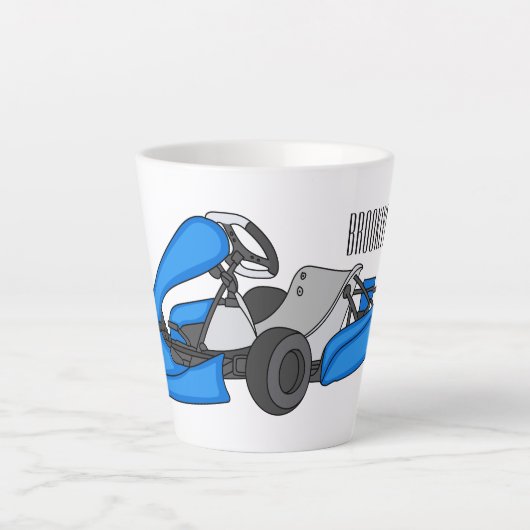 Kart racing cartoon afbeelding latte mok (Voorkant)