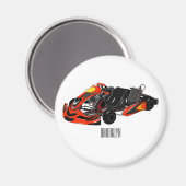 Kart racing cartoon afbeelding magneet (Voorkant / Achterkant)