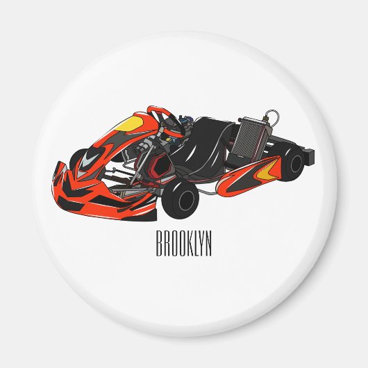 Kart racing cartoon afbeelding magneet (Voorkant)