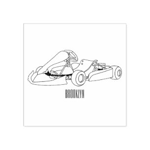 Kart racing cartoon afbeelding rubberstempel