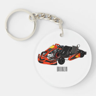 Kart racing cartoon afbeelding sleutelhanger