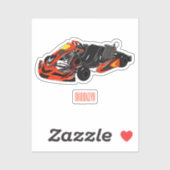 Kart racing cartoon afbeelding sticker (Vel)
