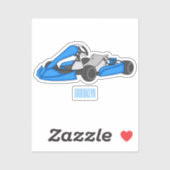 Kart racing cartoon afbeelding sticker (Vel)