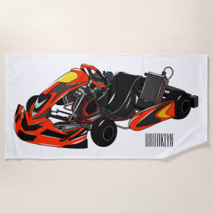 Kart racing cartoon afbeelding strandlaken