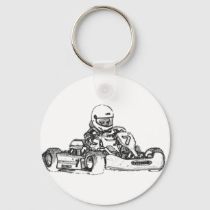 Kart Racing Pencil Sketch Sleutelhanger