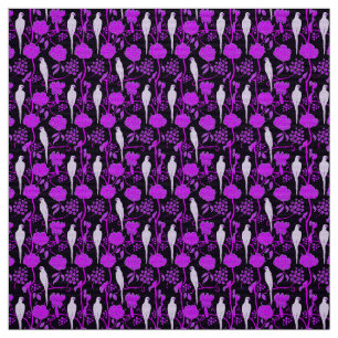 KARTDECO BLACK PURPLE FLOWERS, WITTE DELEN STOF