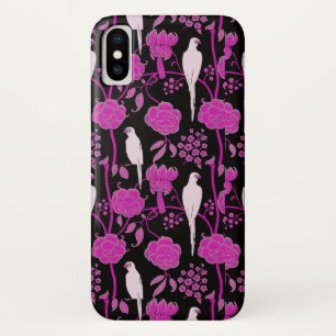 KARTDECO PURPLE FLOWERS, WITTE DELEN OP ZWART iPhone X HOESJE