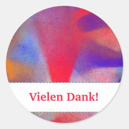 Kartenhaus | Abstract Schilderij Roze Framboos Ronde Sticker